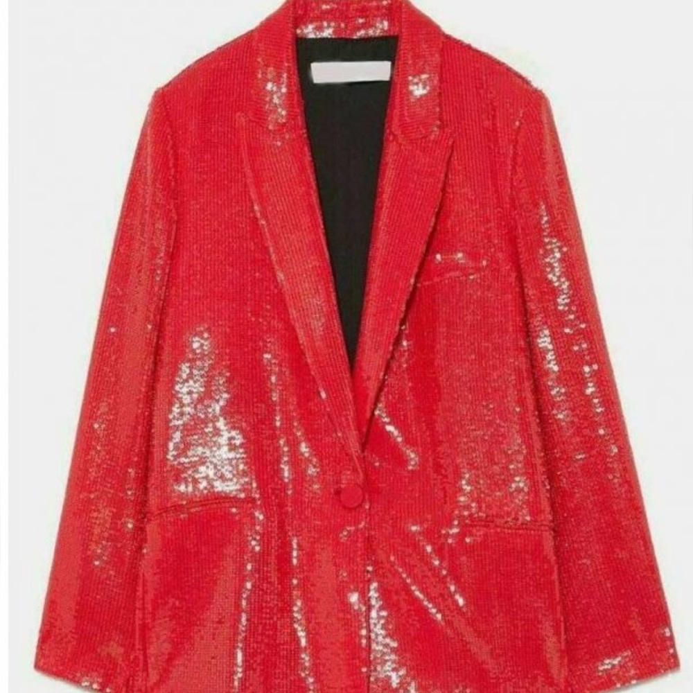 Zara Red sequin blazer size large